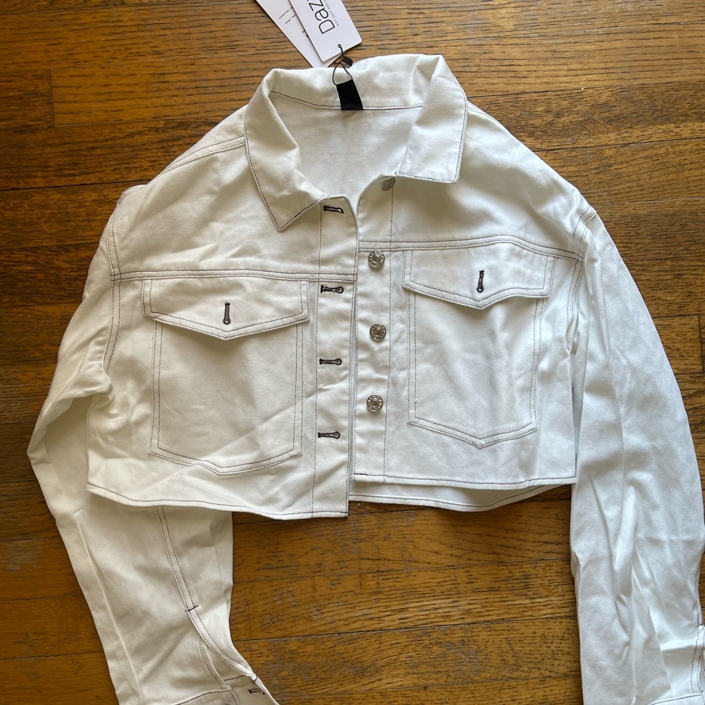 White Cropped Denim Jacket